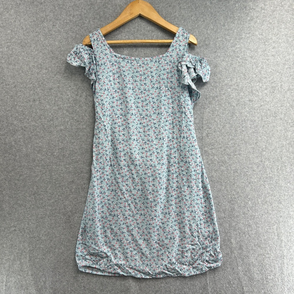 Lucky Brand Dress Blue Floral Cold Shoulder Ruffle Summer Kids Girls Size 8